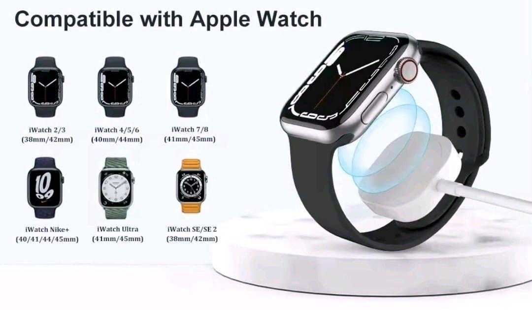 Cable Carga Compatible Apple Watch Series 1-7 Tipo C 1mt Blanco-3