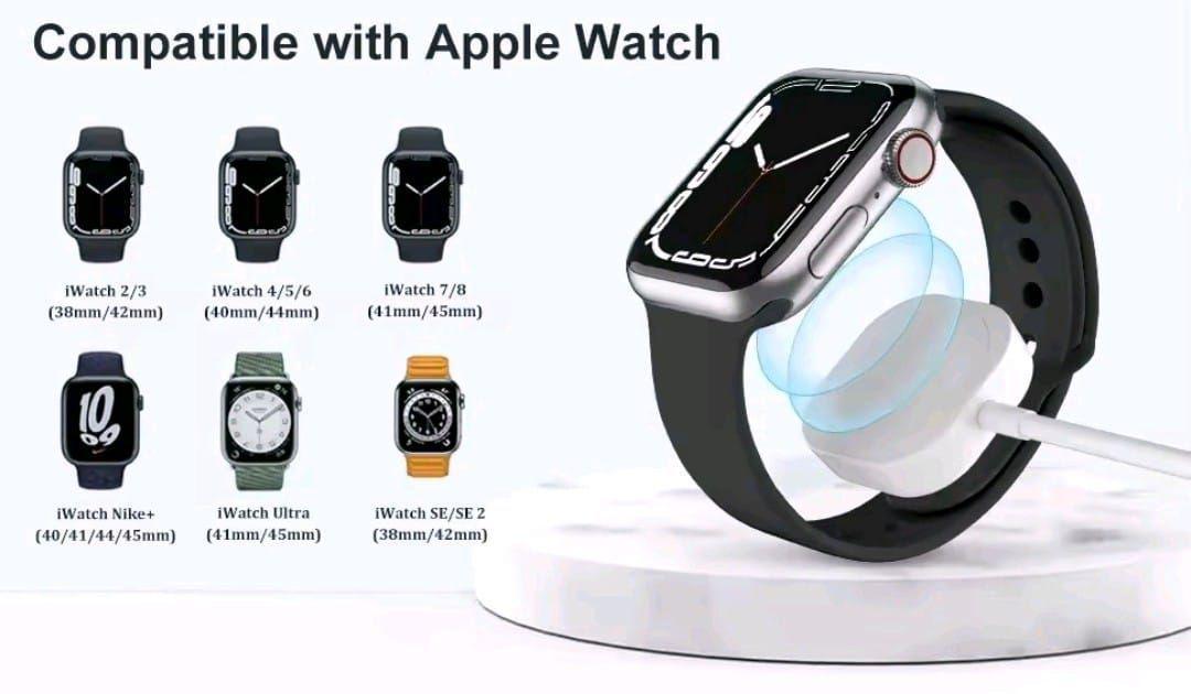 Cable Carga Compatible Apple Watch Series 1-7 Tipo C 1mt Blanco-3