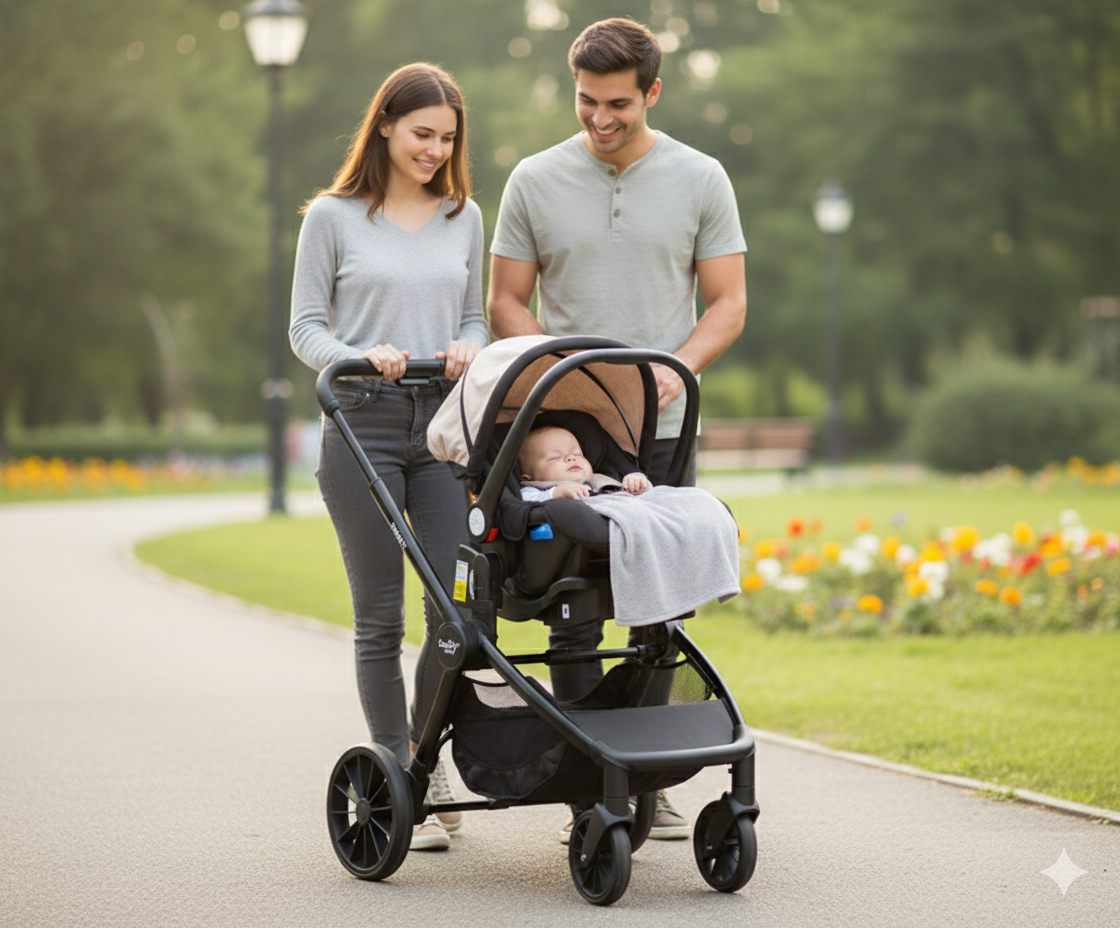 COCHE TRAVEL 3 EN 1 GOLDEN BLACK CON BASE-3