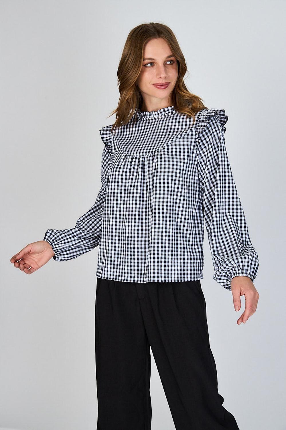 Blusa con Vuelos Berni Gingham Eclipse-0