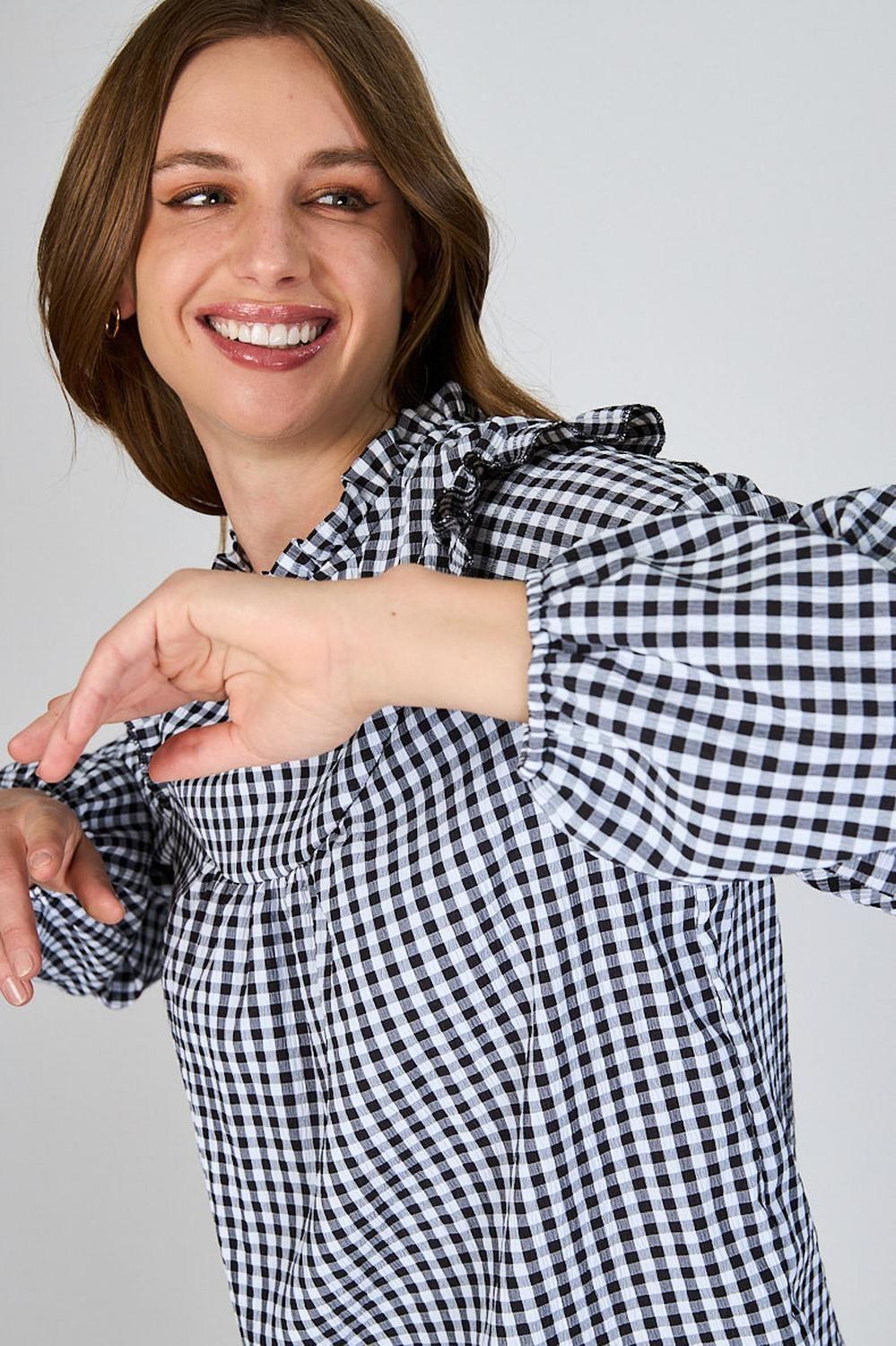 Blusa con Vuelos Berni Gingham Eclipse-2