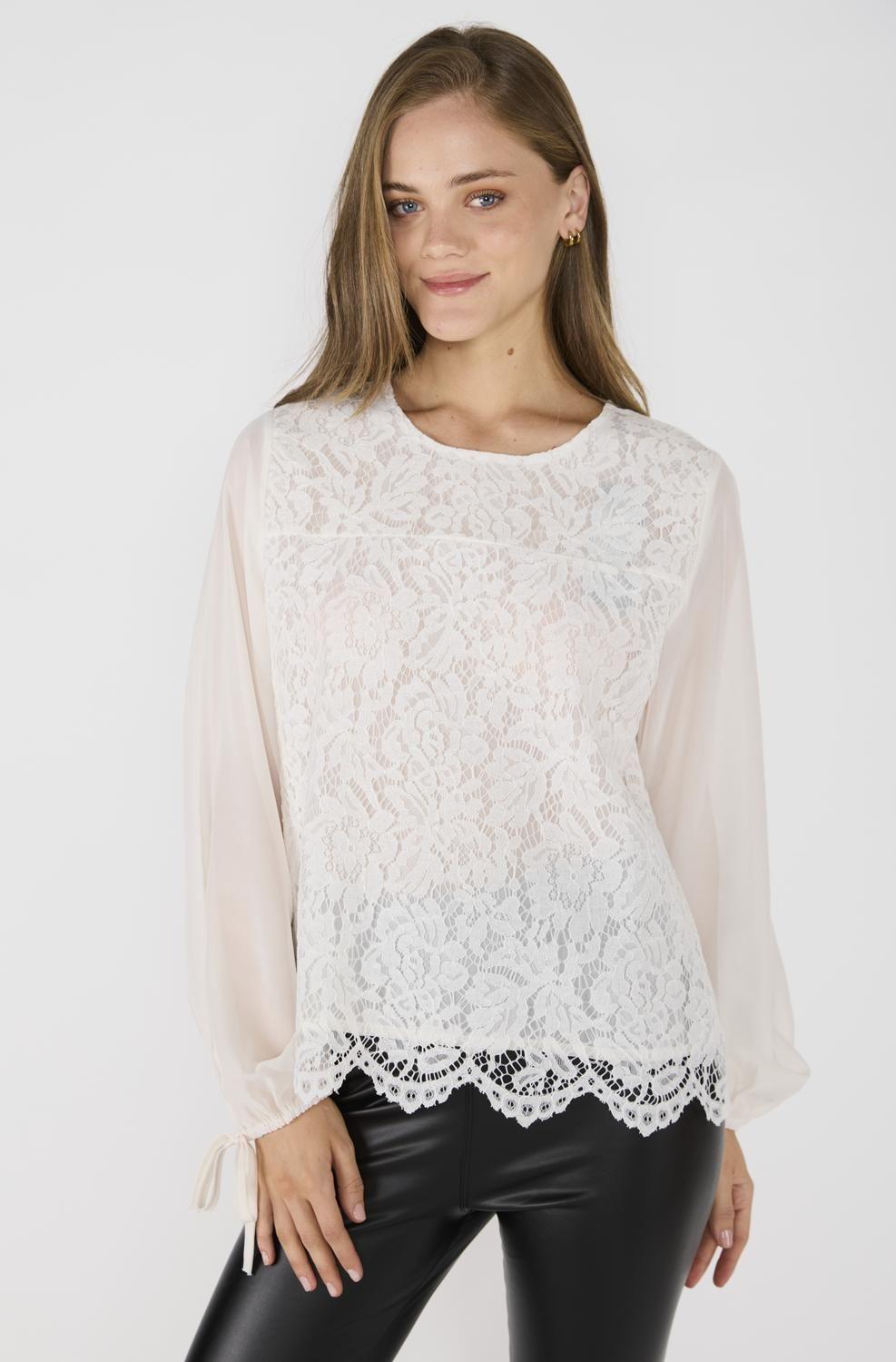 Blusa Romántica Guadalupe Crudo-0