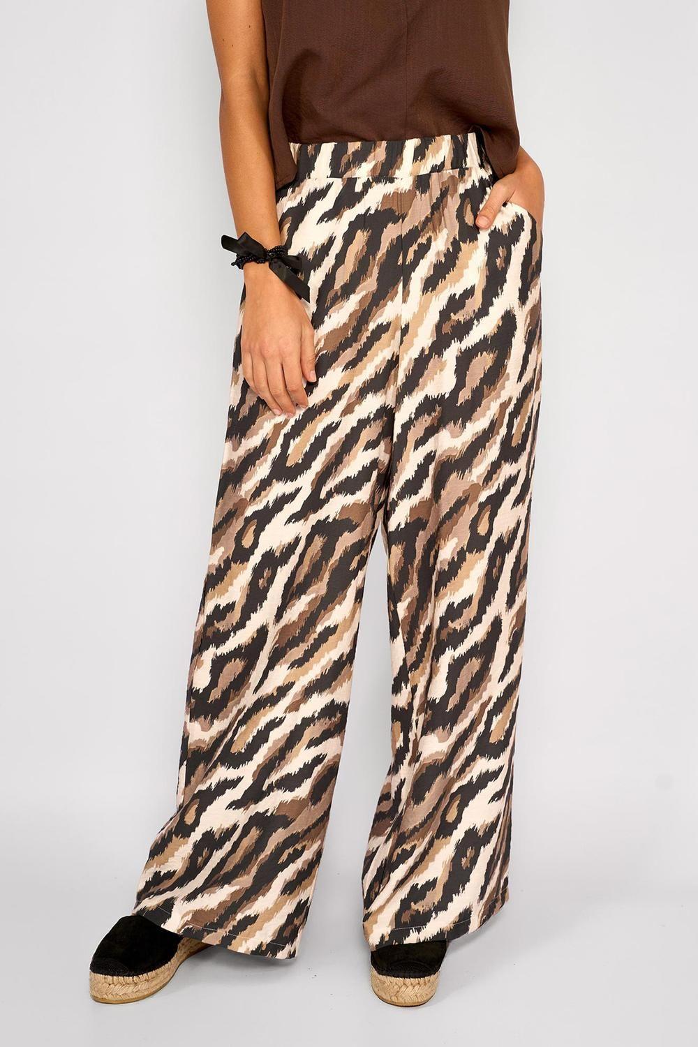 Pantalón Palazzo Animal Print Teresa Chocolate-2