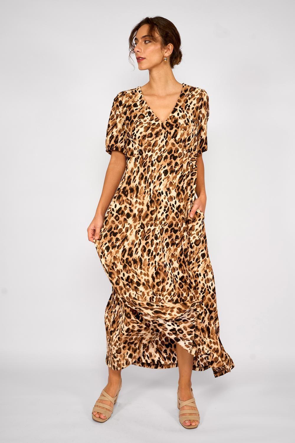 Vestido Largo Animal Print Nola Chocolate-0