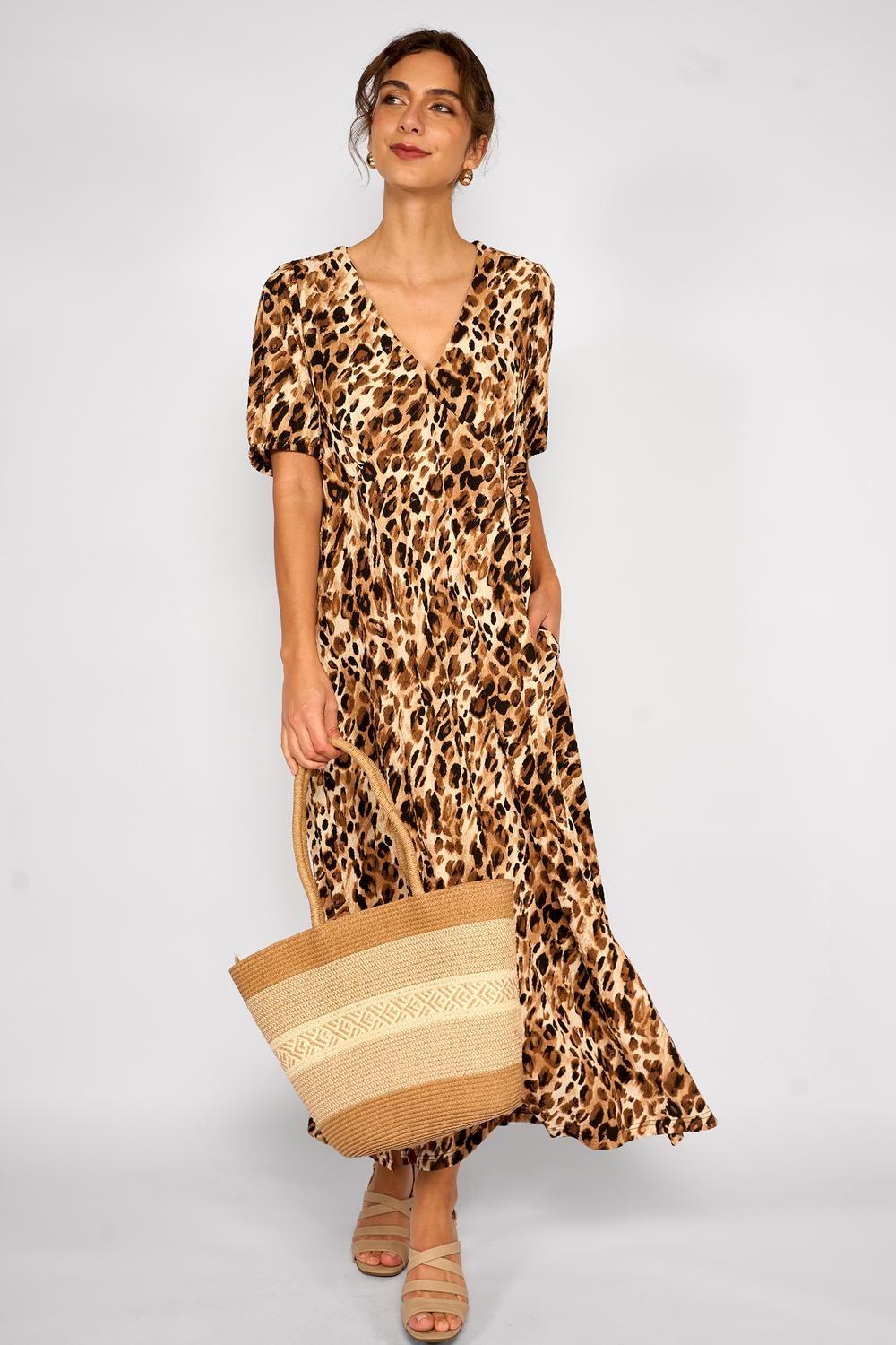 Vestido Largo Animal Print Nola Chocolate-3