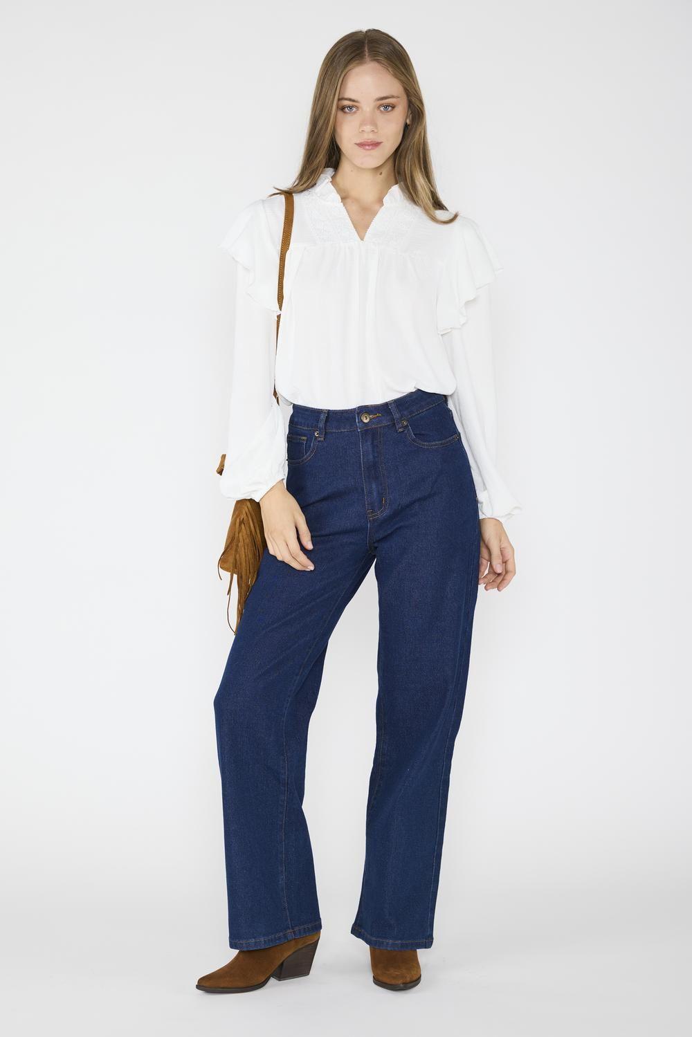 Jeans Wide Elasticado Josefina Azul-3