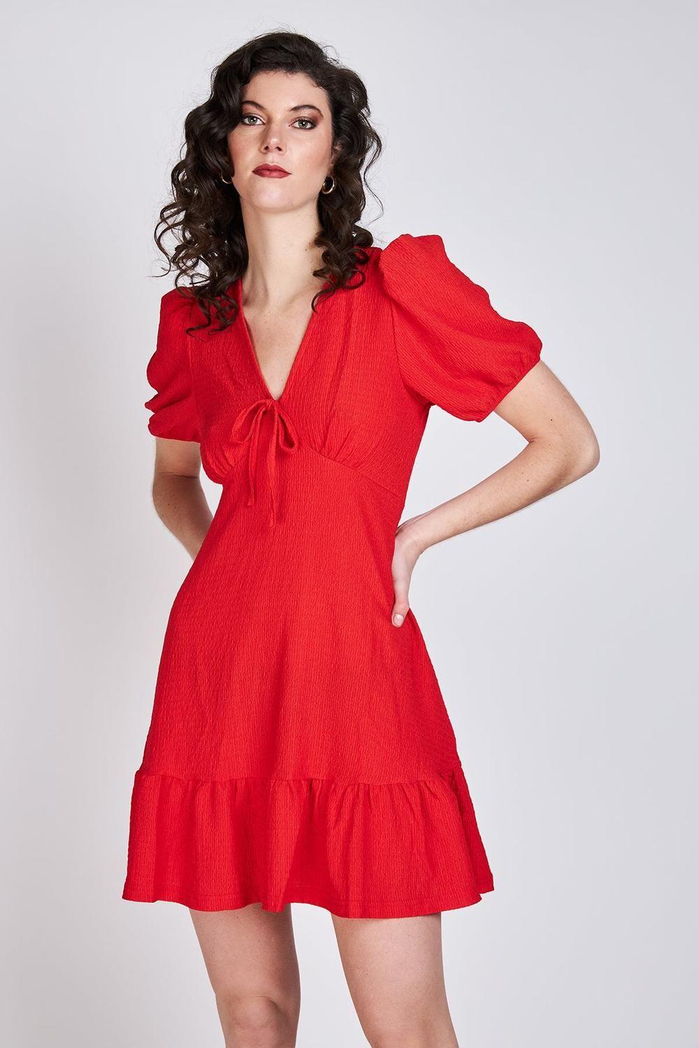 Vestido Manga Globo Claire Rojo Eclipse-0