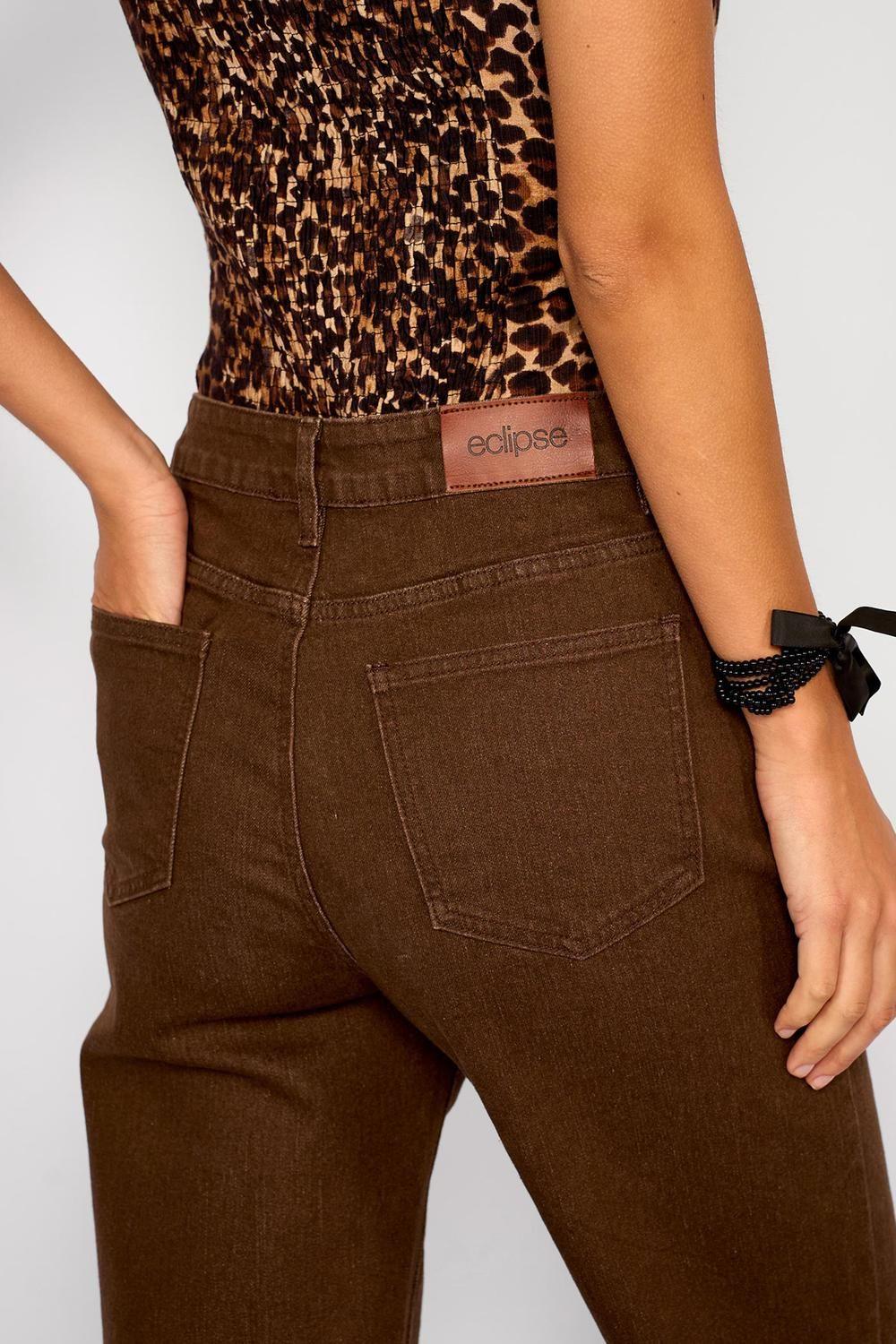 Jeans Rectos Tiro Alto Sofía Chocolate-2