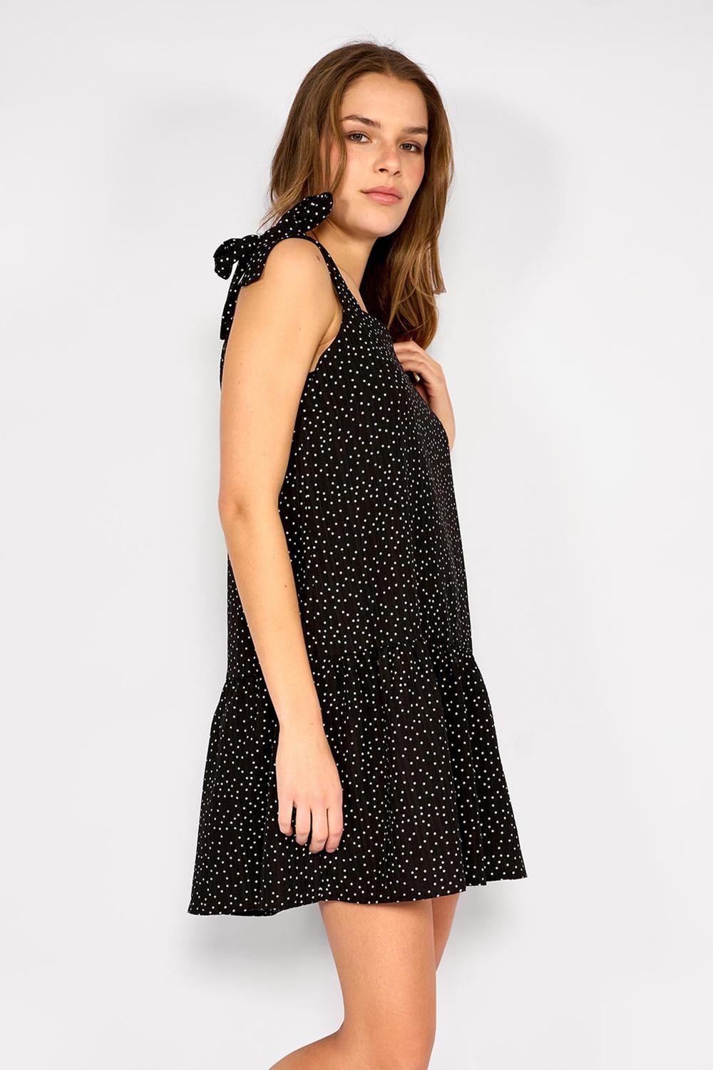 Vestido Corto Lunares Flo Negro-1