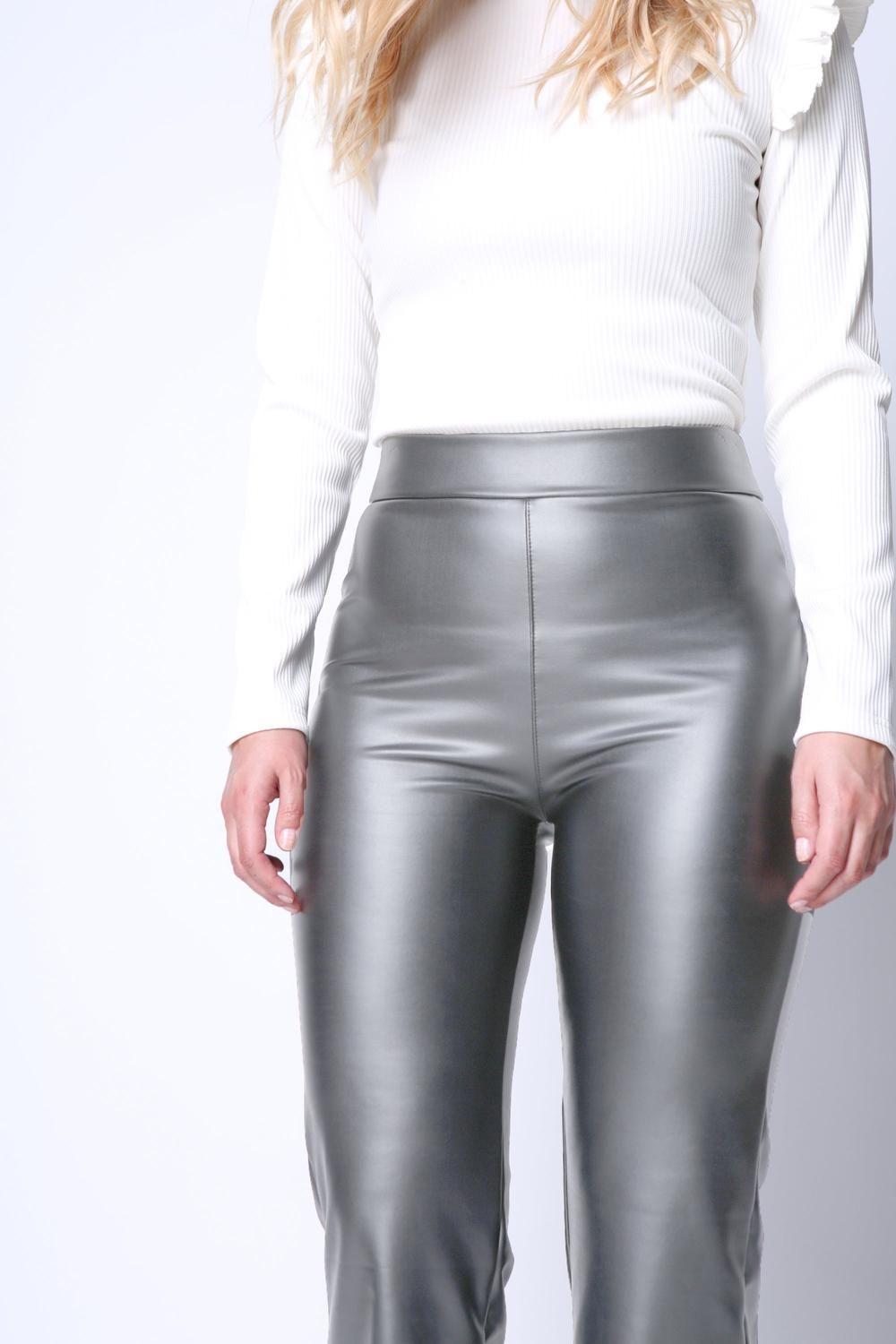 Calza Pantalón Metalizada Juana Plateado ATR by Eclipse-2