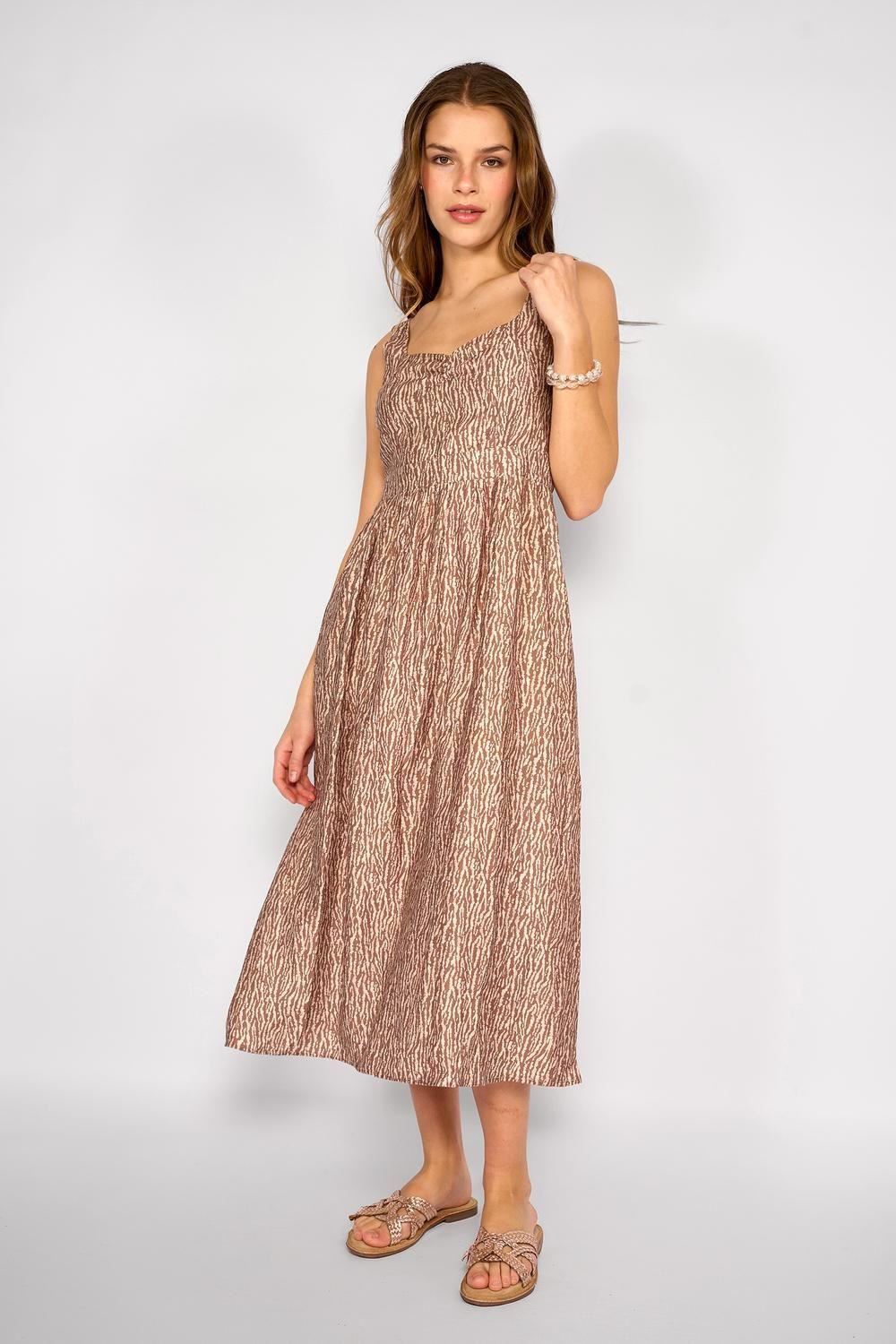 Vestido Midi Estampado Jacinta Beige-1