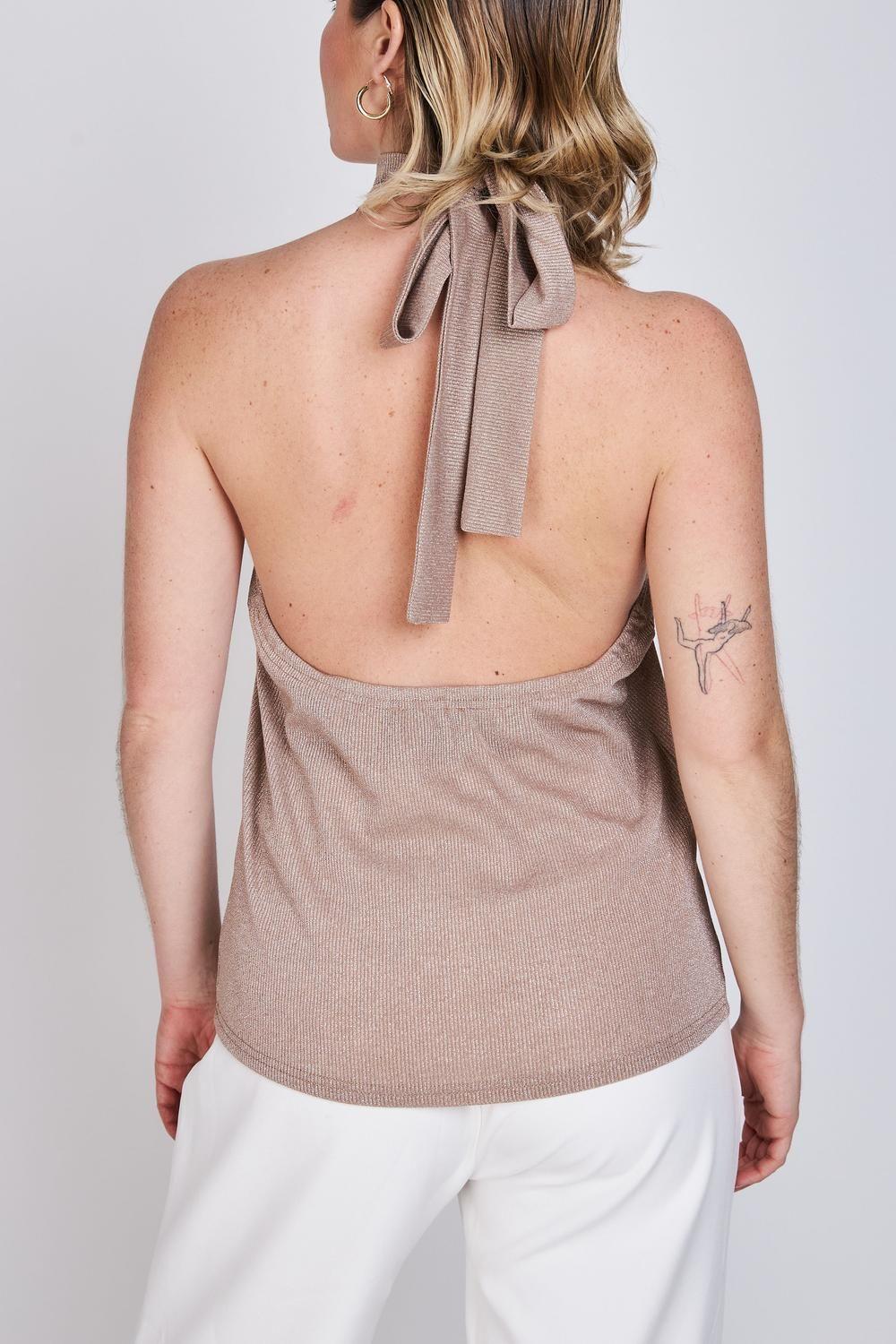 Blusa Amarra al Cuello Caetana Beige ATR by Eclipse-2