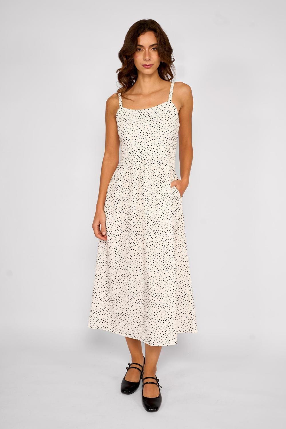 Vestido Midi Lunares Emilia Blanco-0