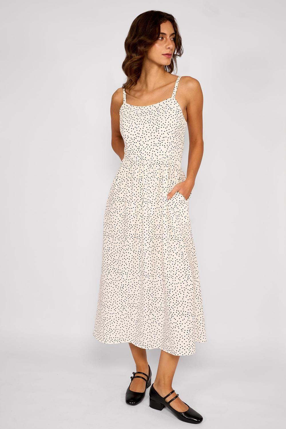 Vestido Midi Lunares Emilia Blanco-2