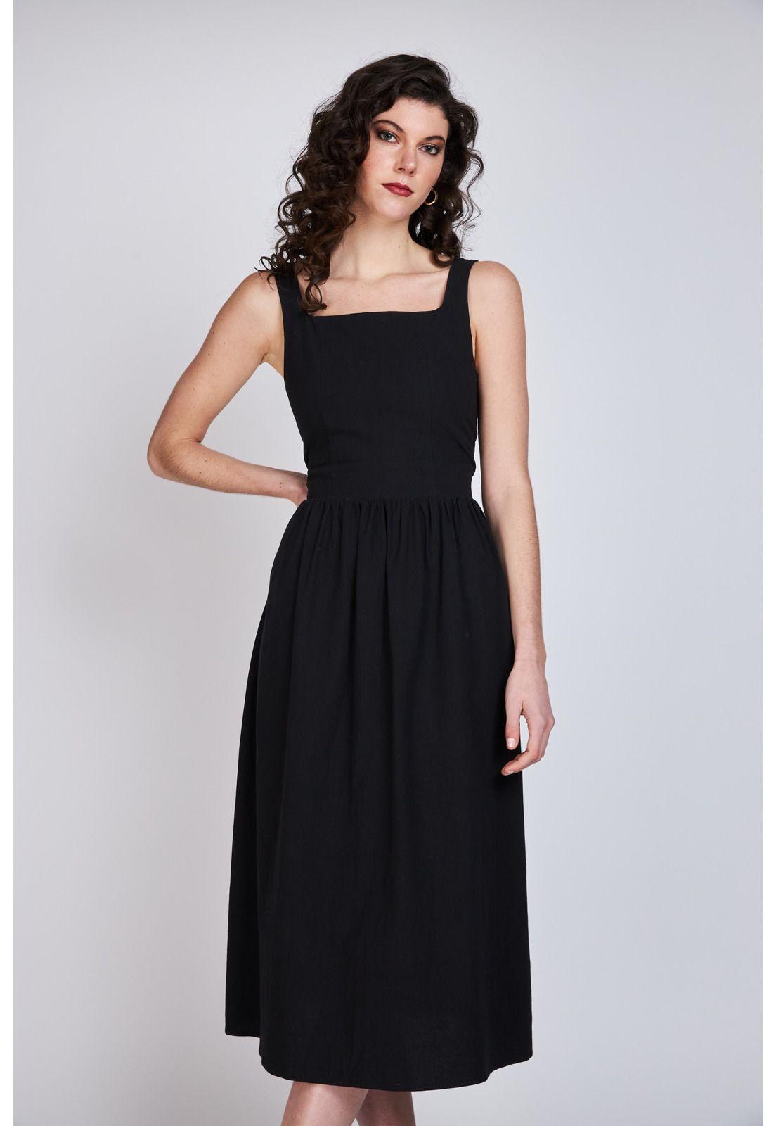 Vestido Escote Cuadrado Javiera Negro Eclipse-3