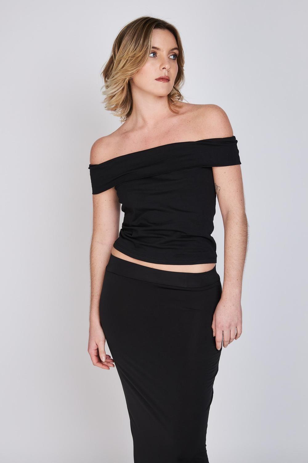 Top Hombros Descubiertos Bardot Negro ATR by Eclipse-0