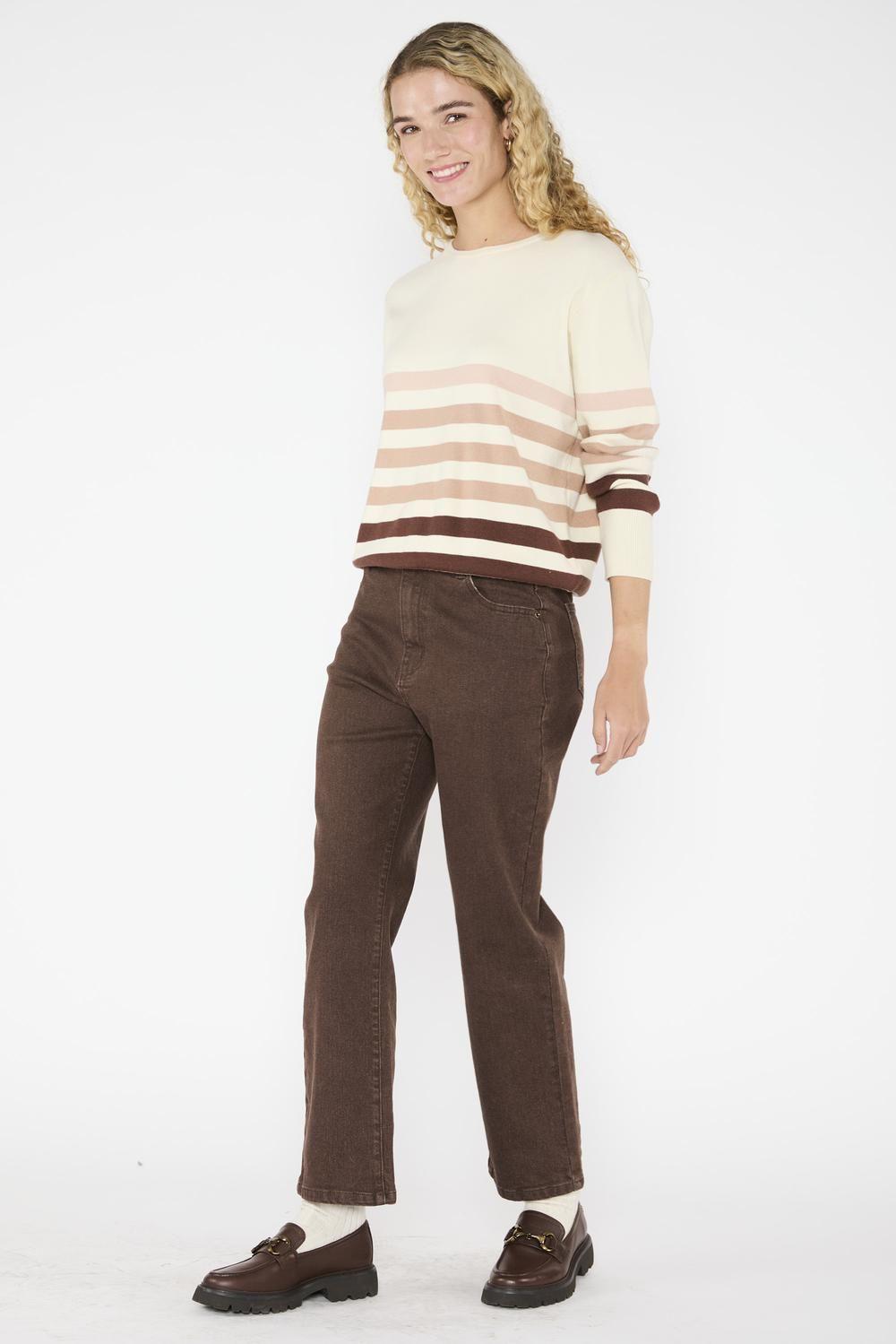 Sweater Rayas Luciana Crudo/Café-3