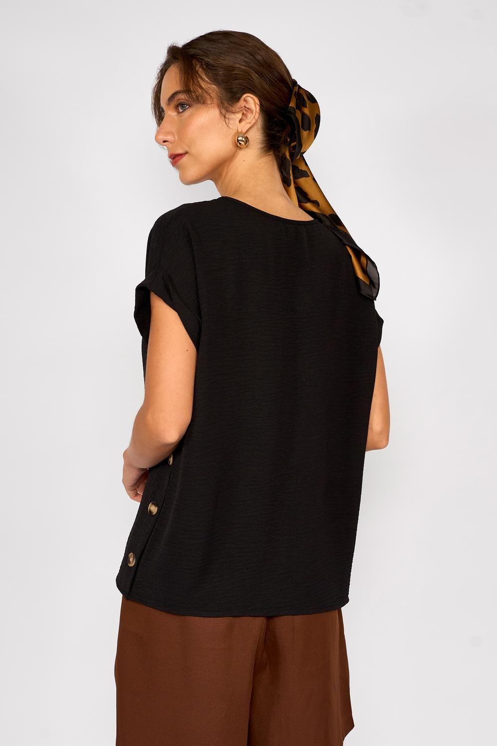 Blusa Botones Laterales Verónica Negro-1