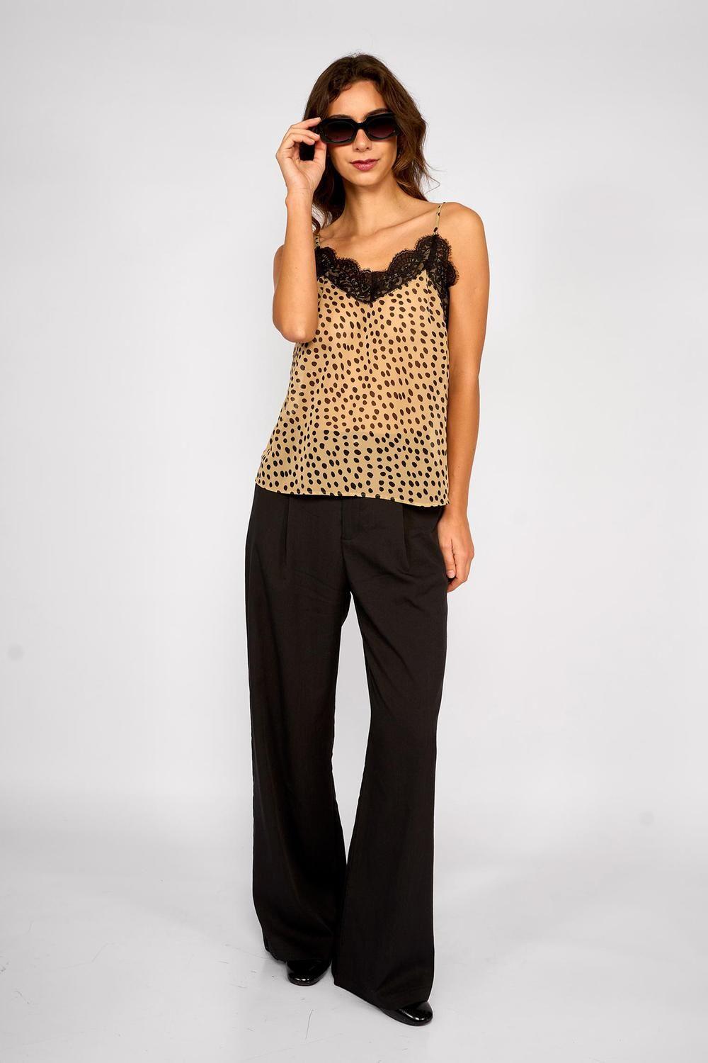 Top Animal Print con Encaje Julieta Camel-3