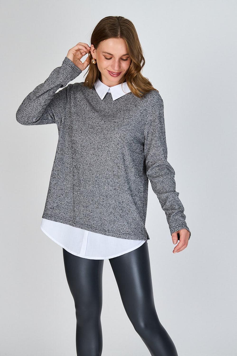 Sweater con Cuello Camisa Meli Eclipse-0