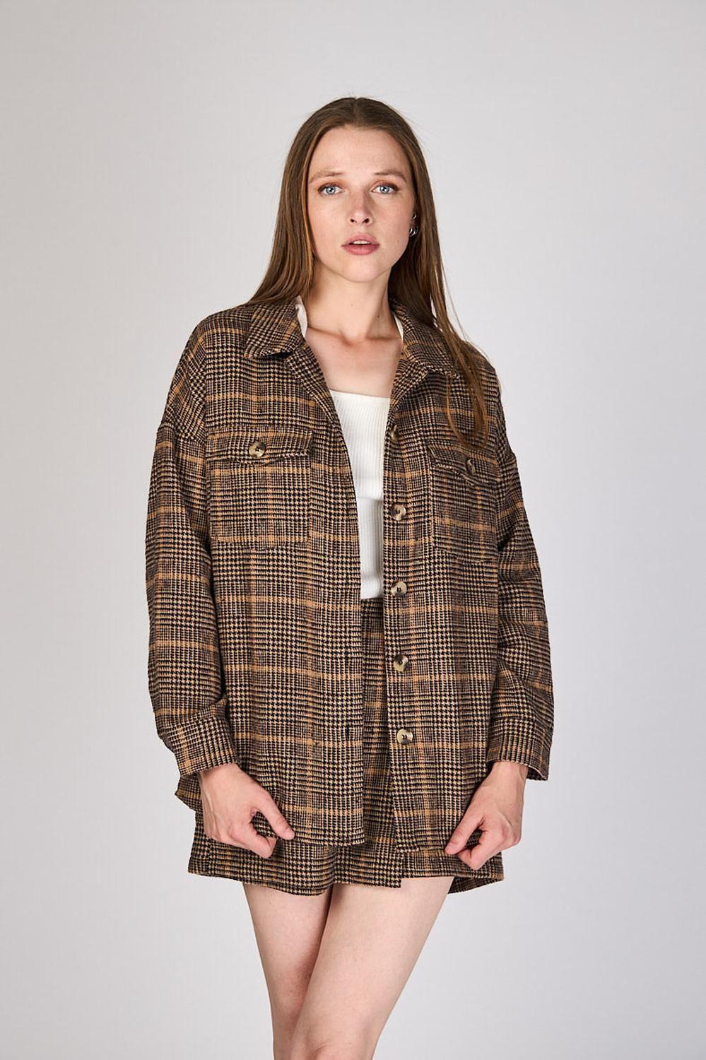Chaqueta Cuadros Javiera Café Eclipse-0
