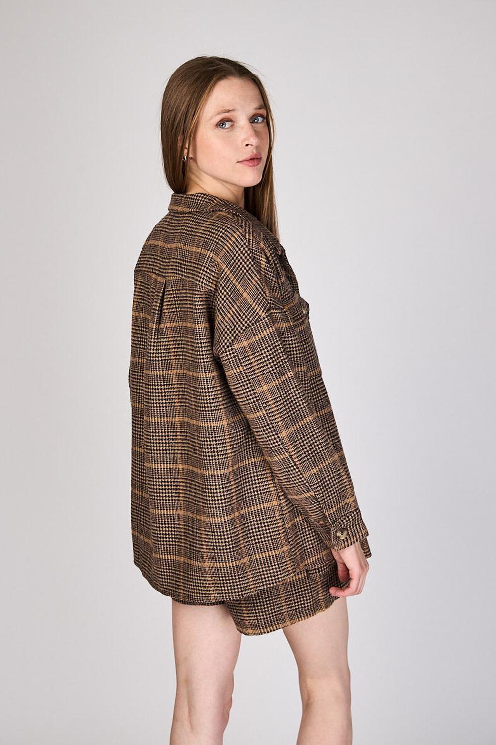 Chaqueta Cuadros Javiera Café Eclipse-1