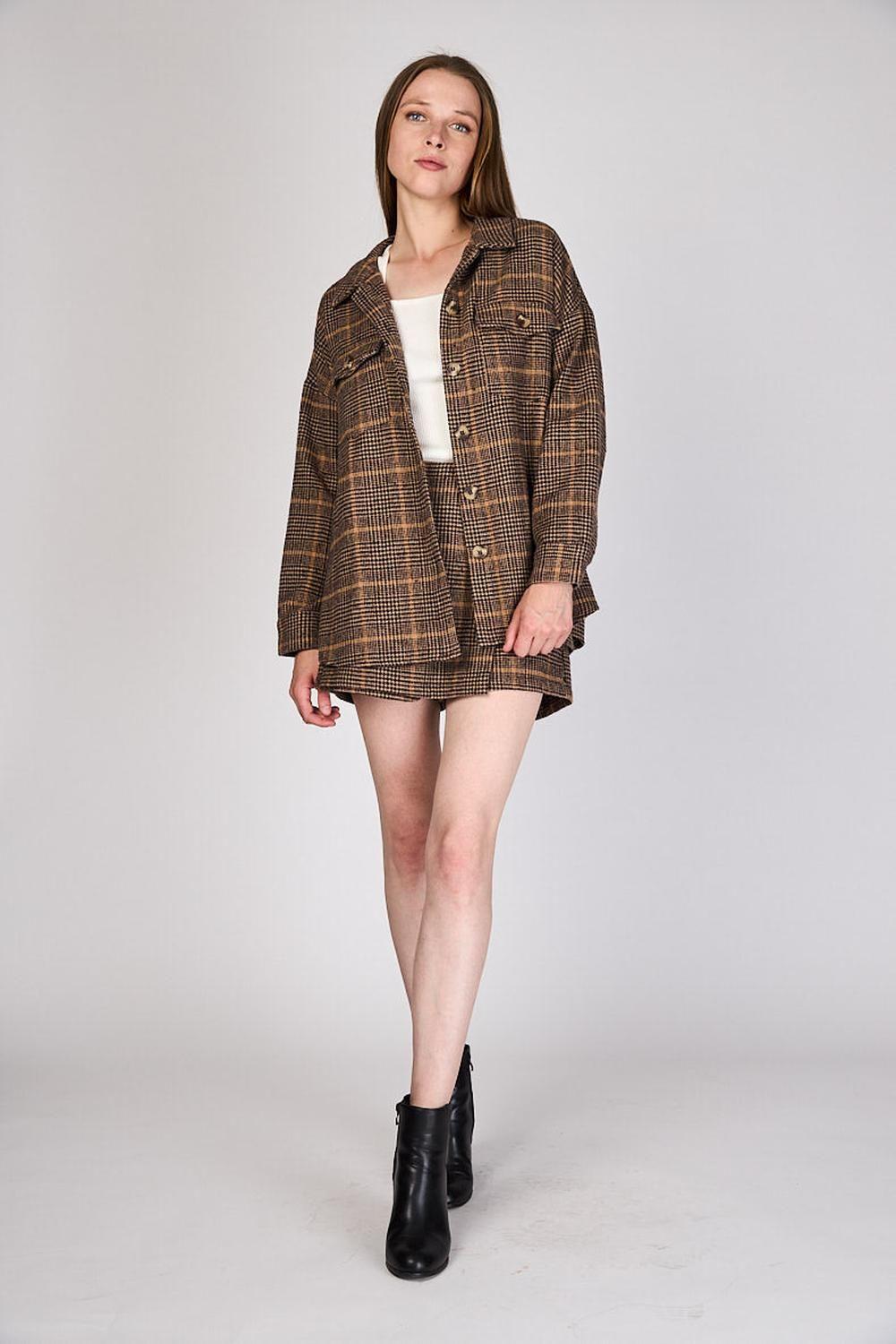Chaqueta Cuadros Javiera Café Eclipse-3