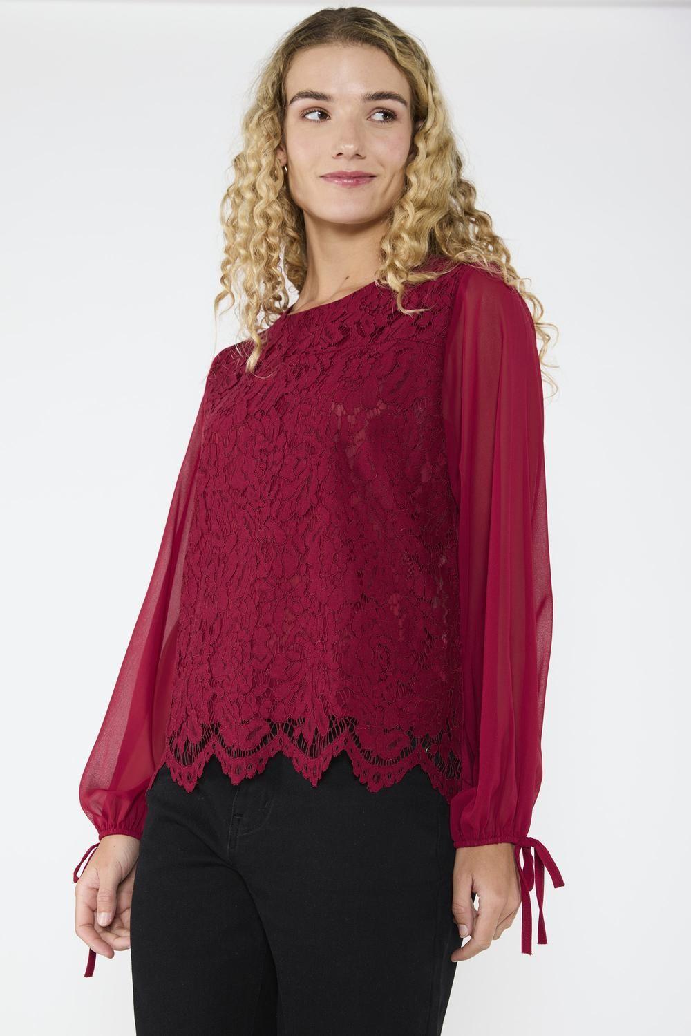 Blusa Romántica Guadalupe Burdeo-0