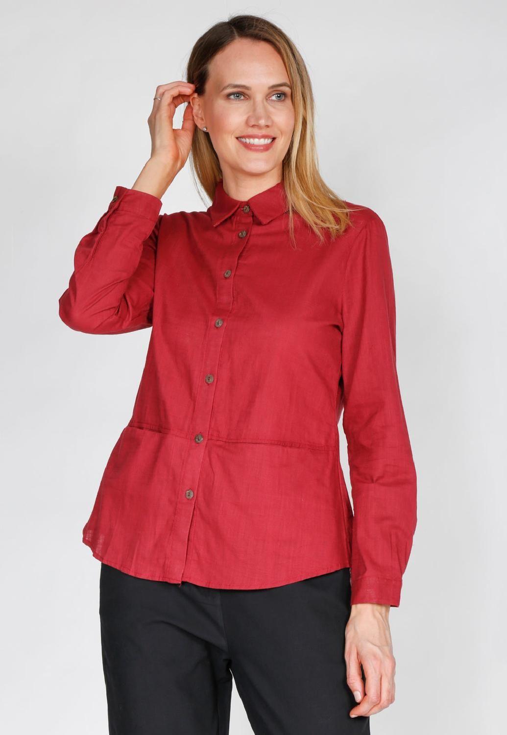 Blusa Camisero Unicolor Burdeo Woman By Eclipse-0