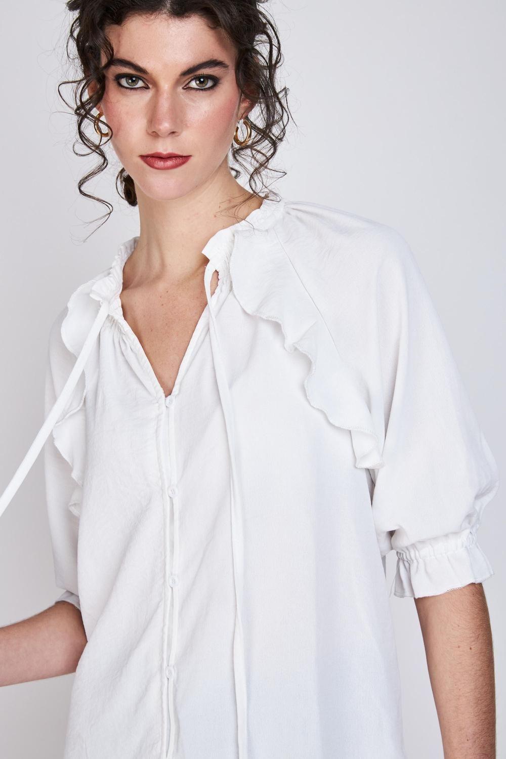 Blusa Vuelos Estampada Violeta Blanco Woman by Eclipse-0