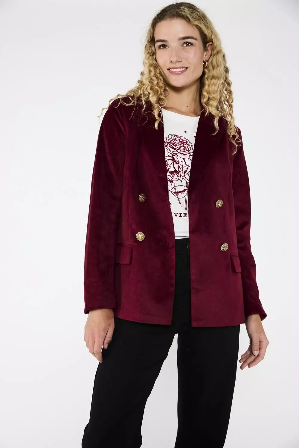 Blazer Terciopelo Luz Burdeo-0