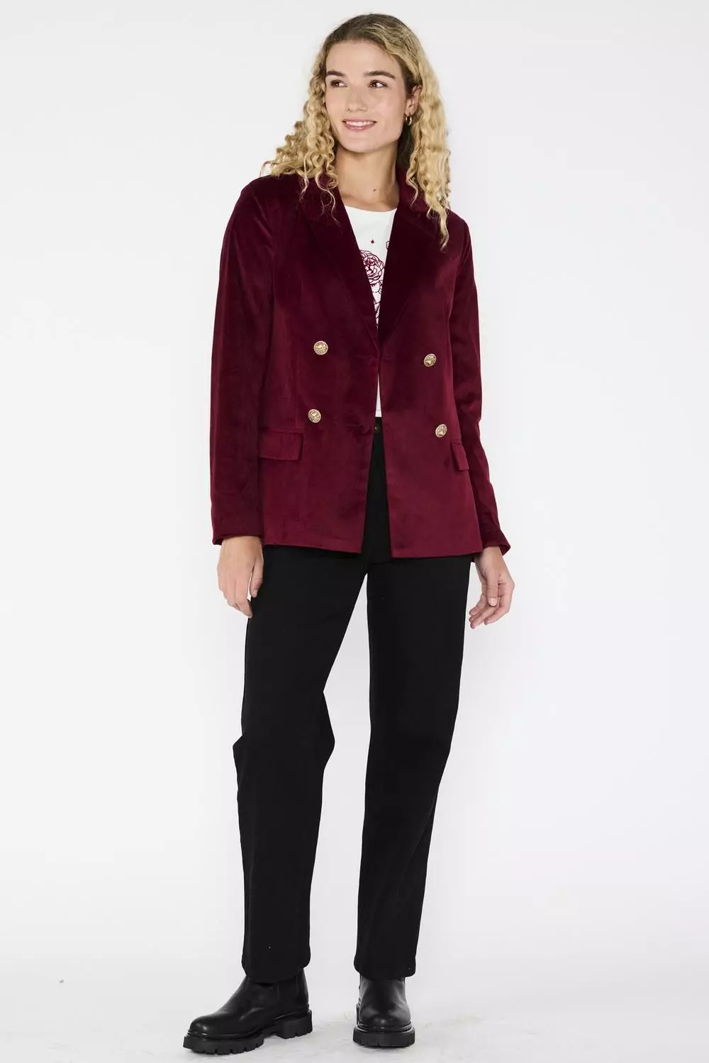 Blazer Terciopelo Luz Burdeo-2