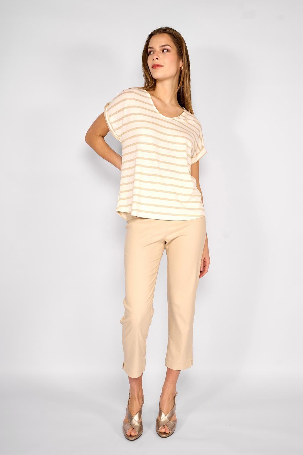 Polera Rayas Lurex Sofía Beige/Blanco-3