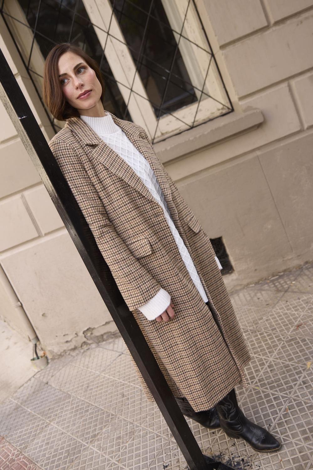 Abrigo Tweed Jacinta Café-0