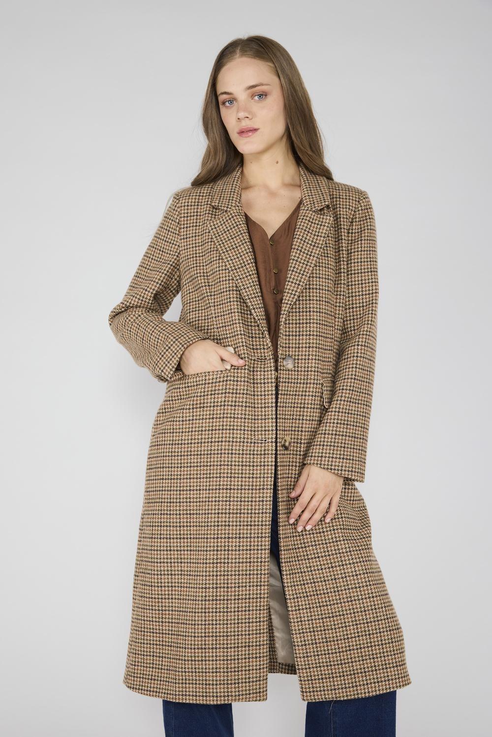 Abrigo Tweed Jacinta Café-1