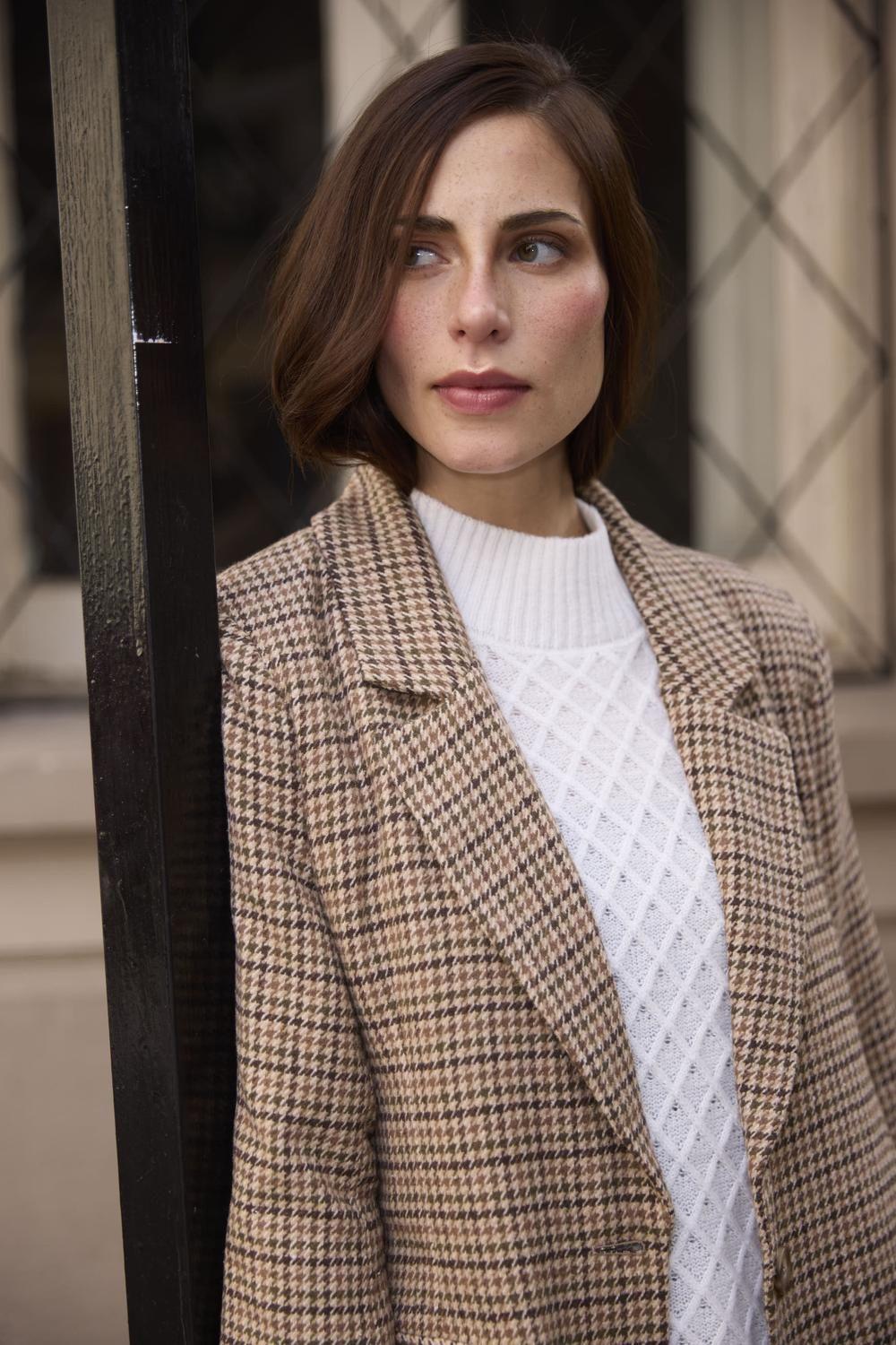 Abrigo Tweed Jacinta Café-2