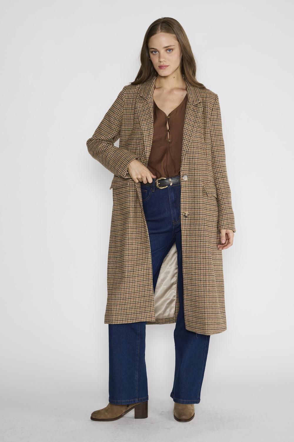 Abrigo Tweed Jacinta Café-5