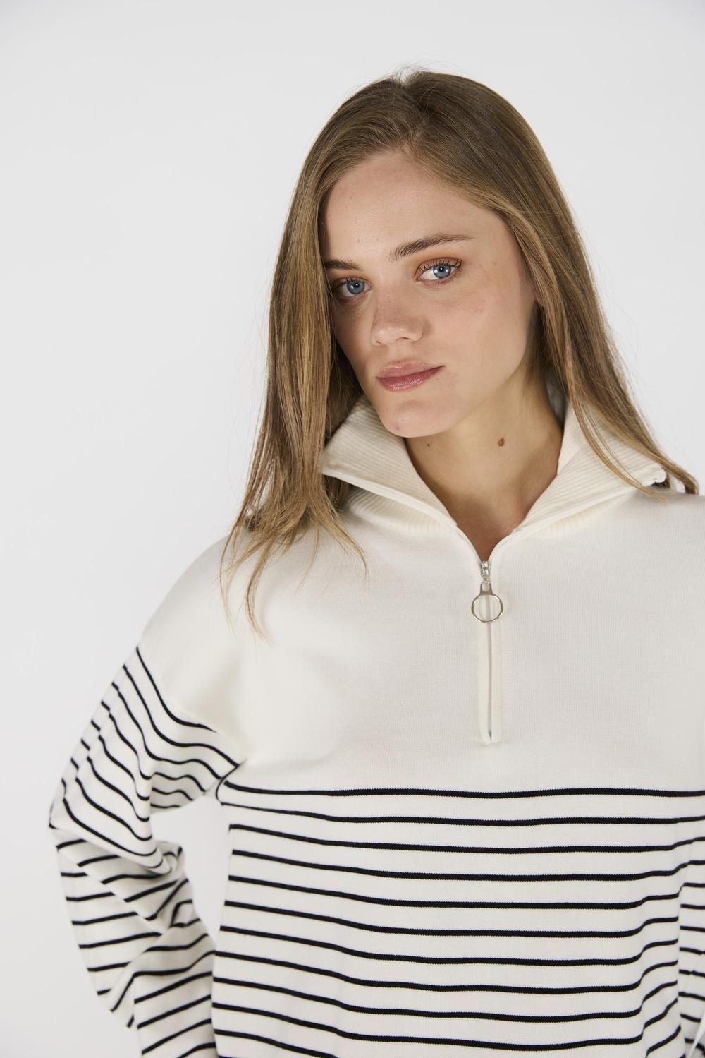 Sweater Rayas Renata Crudo/Negro-1