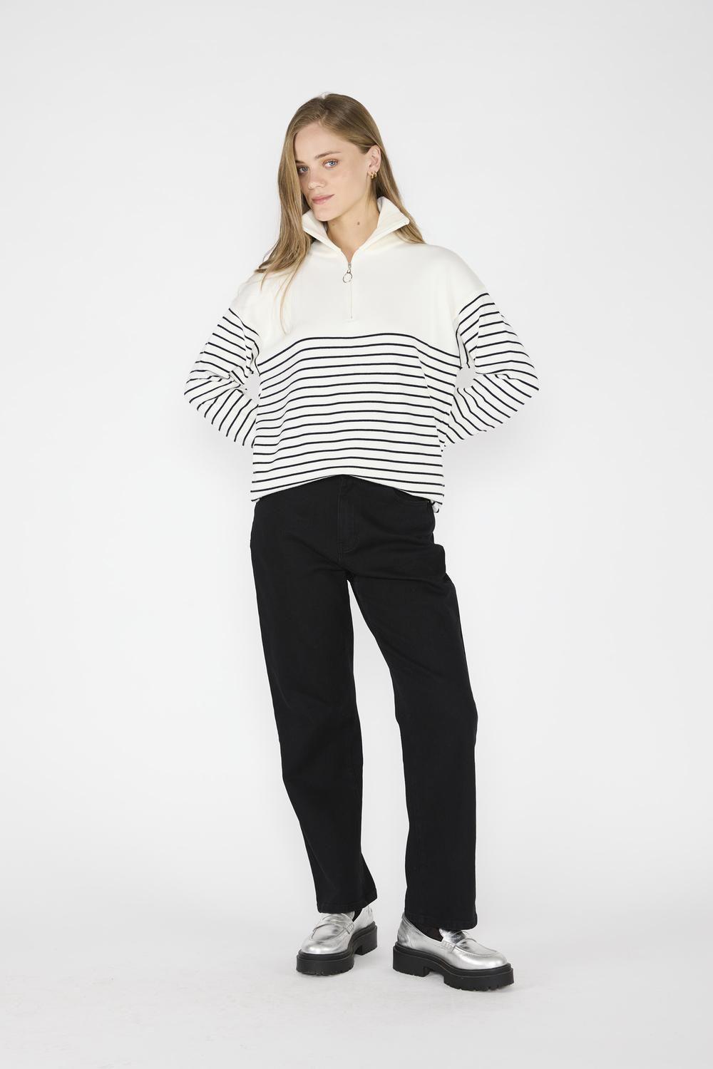 Sweater Rayas Renata Crudo/Negro-3