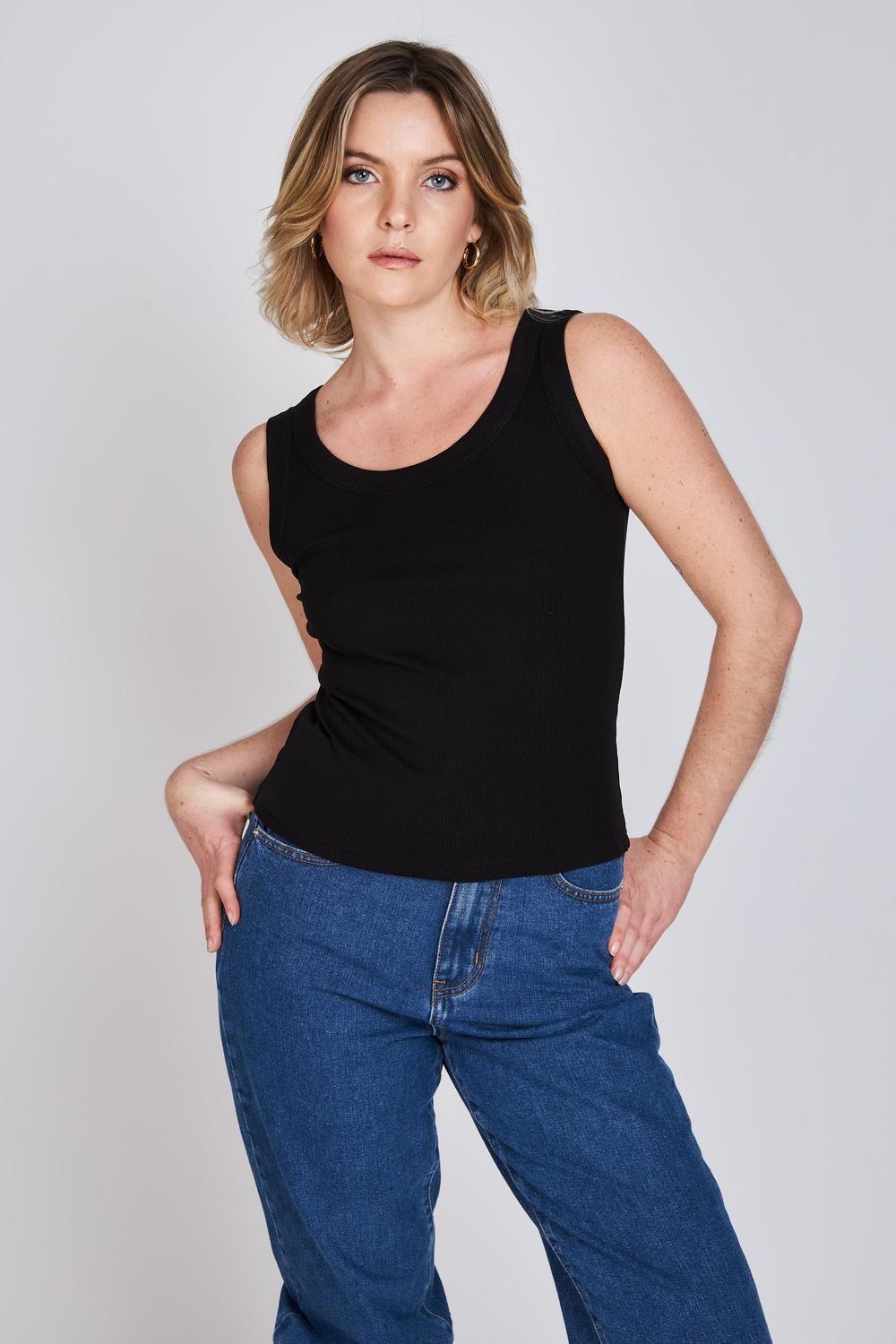 Polera Musculosa Rib Lara Negro Eclipse-0