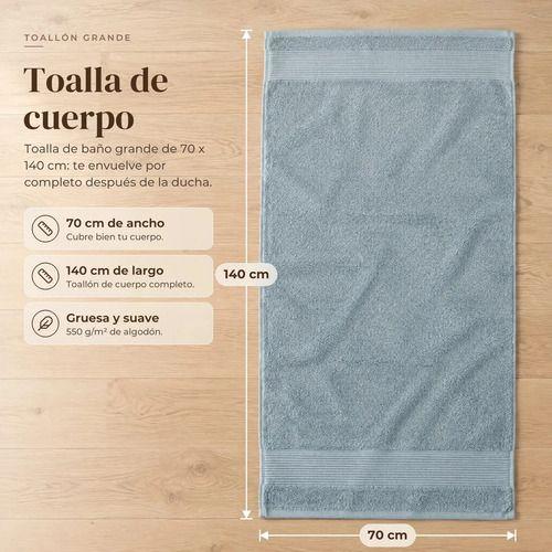 2 Toallas De Baño De Algodon Suaves Grandes 70x140cm 550g Toallon Secado Rapido Rosa Lisa-3