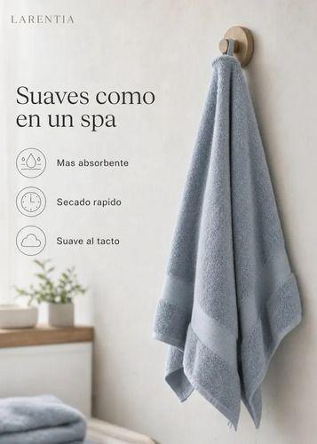 Toalla De Mano + Toalla De Baño Grande 100% Algodon Suave Blanco Lisa-2