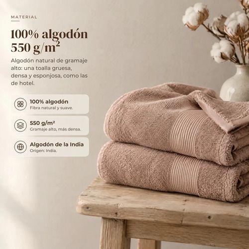 Toalla De Baño Algodón Grande 70x140 Cm 550g Super Suave Absorbente Con Colgador Color Ocre Marrón-2