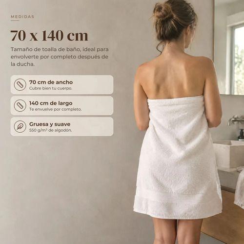 Toalla De Baño Algodón Grande 70x140 Cm 550g Super Suave Absorbente Con Colgador Color Ocre Marrón-4