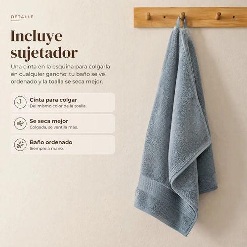 Toalla De Baño Algodón Grande 70x140 Cm 550g Super Suave Absorbente Con Colgador Color Blanco Lisa-6
