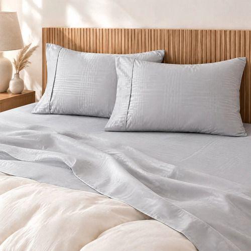 Sábanas 2 Plazas 240 Hilos Ultra Suave Cama Full 4 Piezas Gris-0