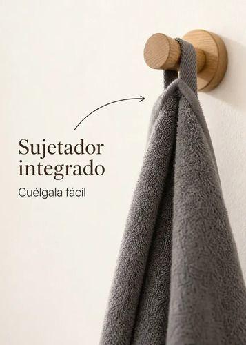 Set 2 Toallas Mano Baño Suave Algodon 100% 50x90cm 550g Seca Rapido Con Colgante Gris-2
