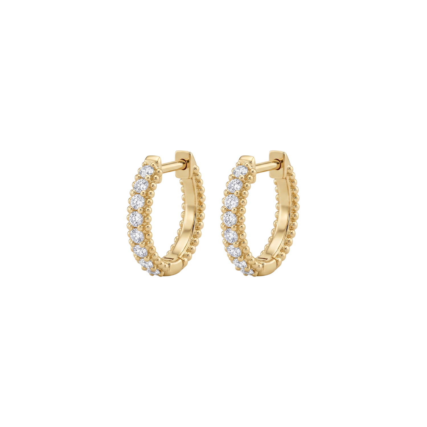 Aros Oro Amarillo 18kt Diamantes 7Pts Argollas Pequeñas XS-0