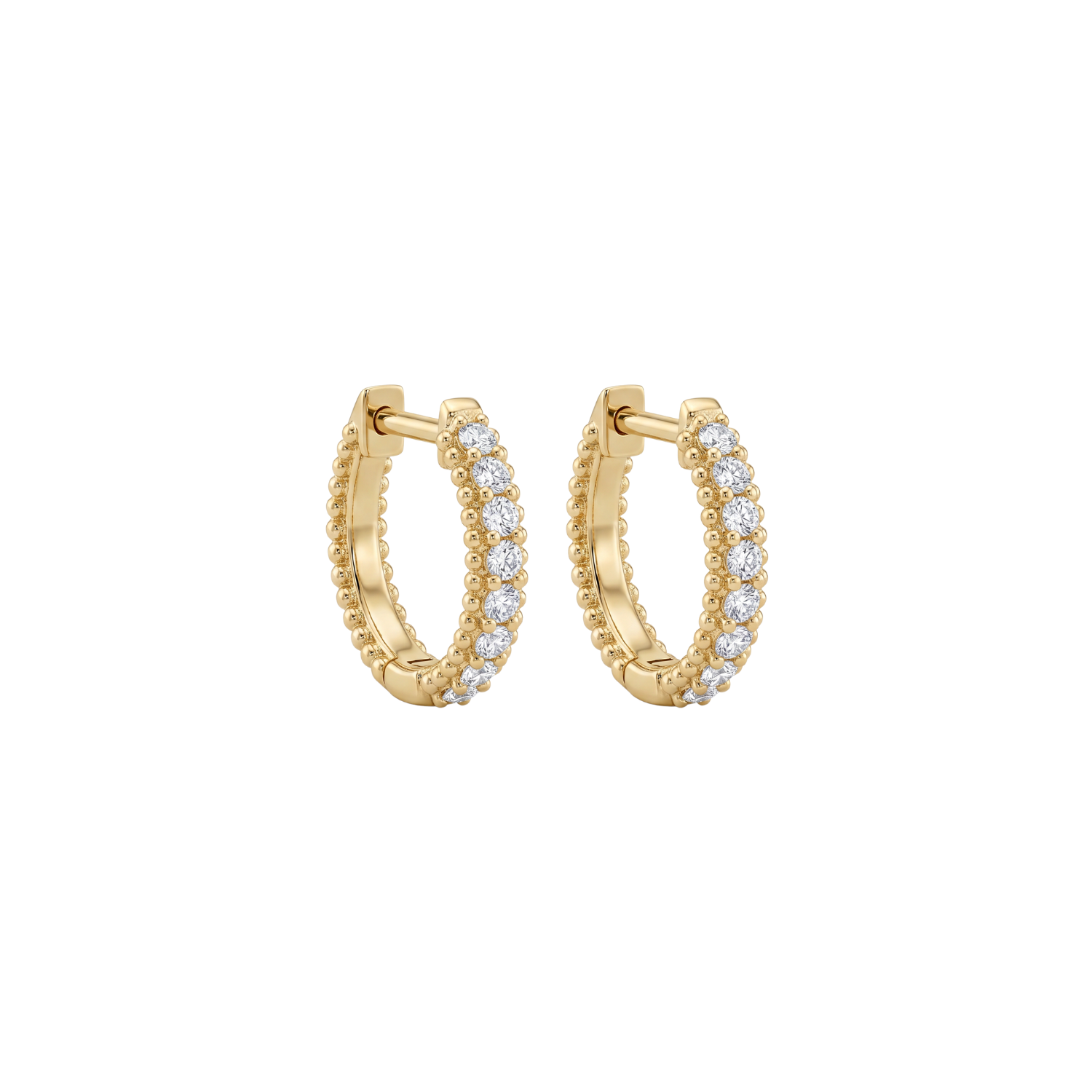 Aros Oro Amarillo 18kt Diamantes 7Pts Argollas Pequeñas XS-1