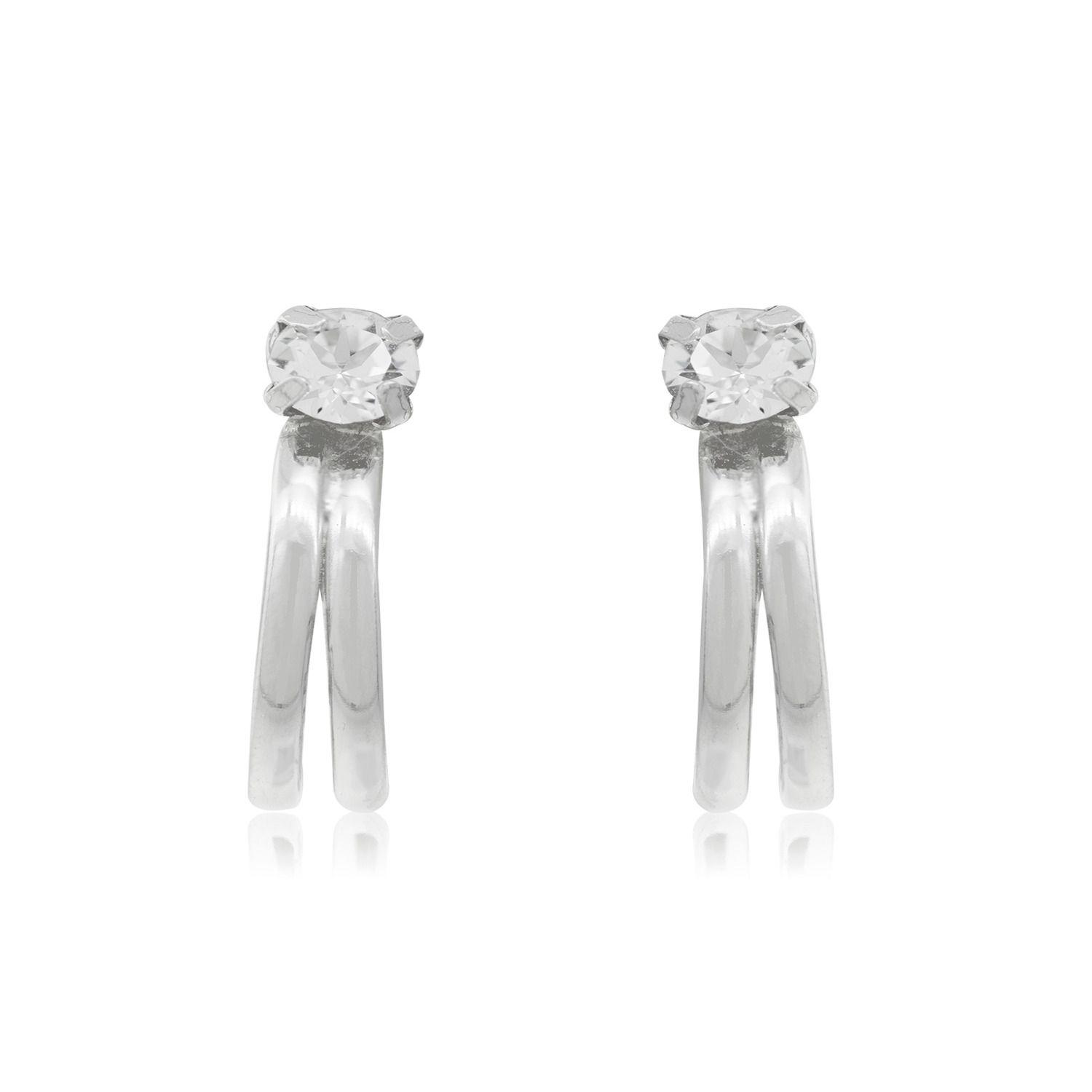 Aros de Plata Esterlina 925 Doble Argollas-2